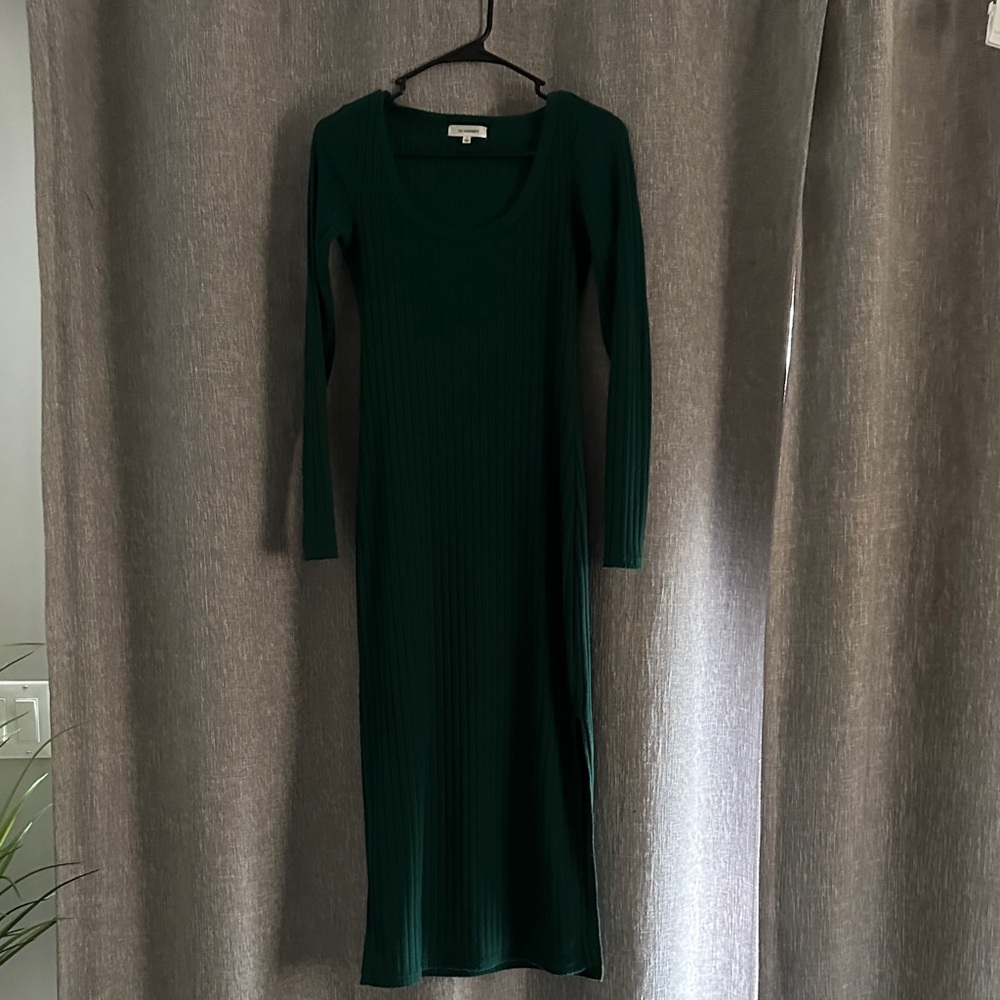 Elegant Green Long Sleeve Dress